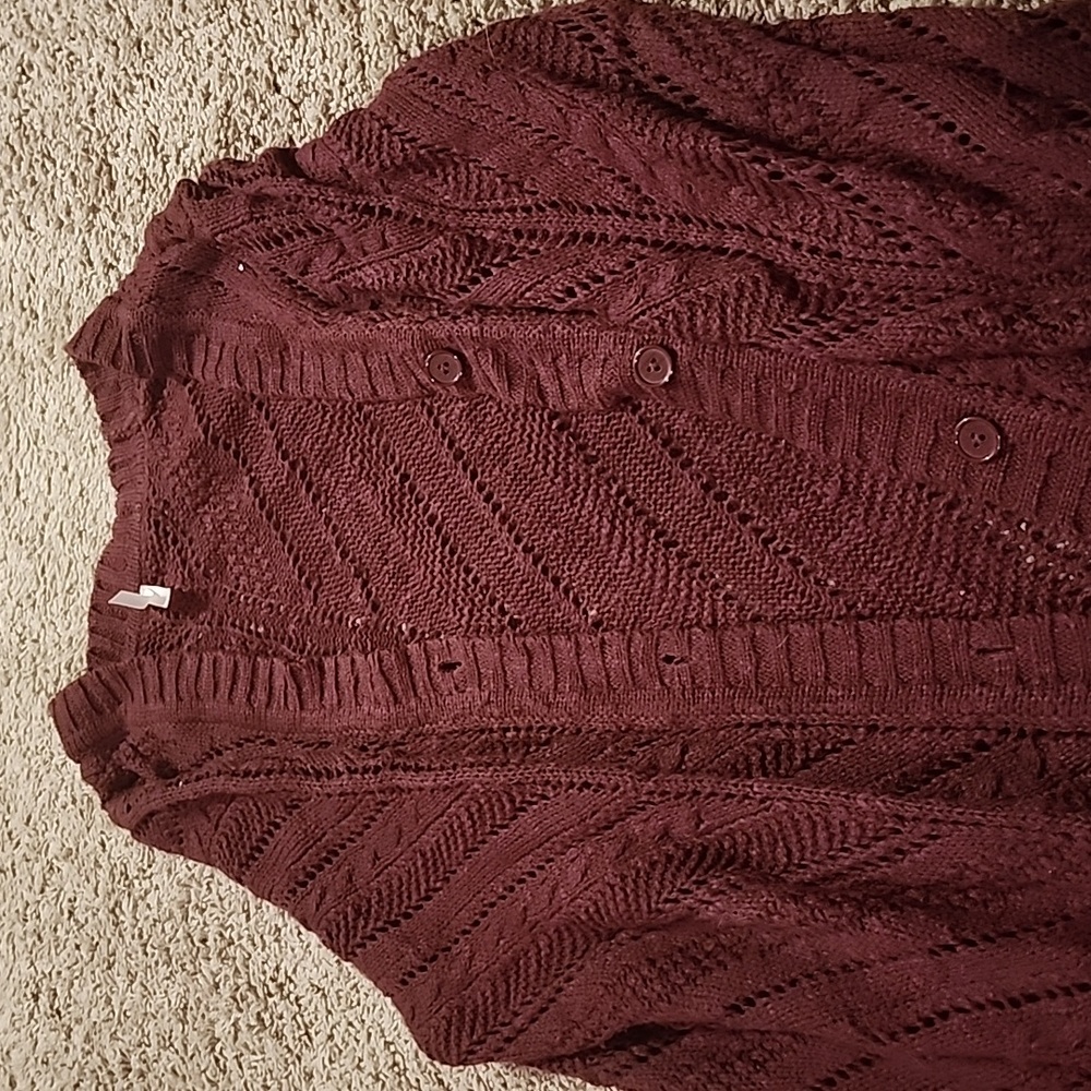 Long maroon cardigan